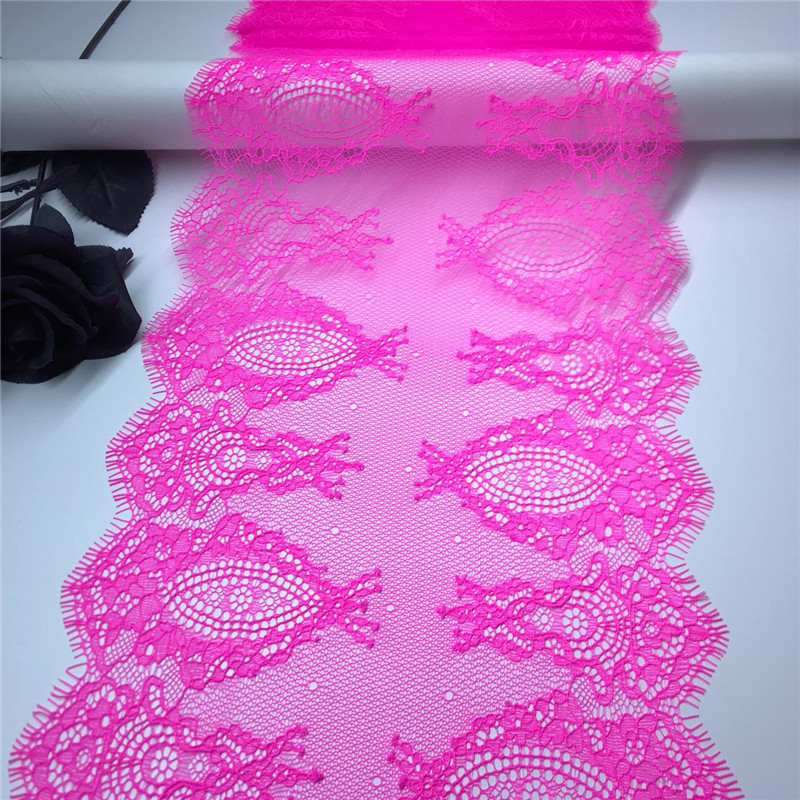 Embroidery Workshop - Fluorescent Pink Eyelash Lace Trim Embroidery