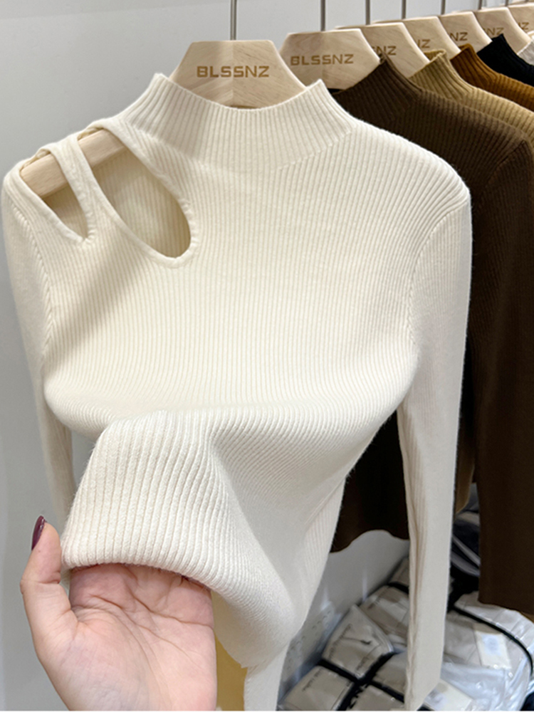 Embroidery Thread Yarn - 2026 Hollow-out Turtleneck Knitted Women Sweater