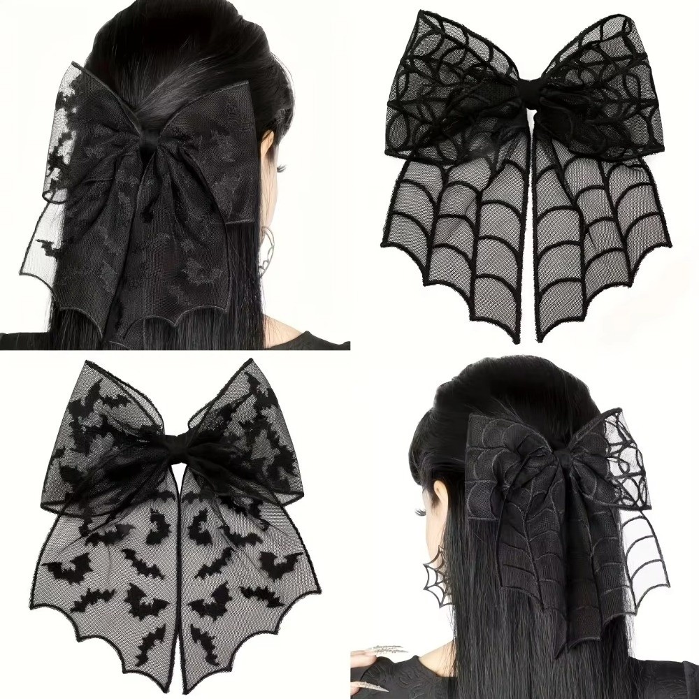 Embroidery Veil - Lace Tulle Veil Hair Clips Bat