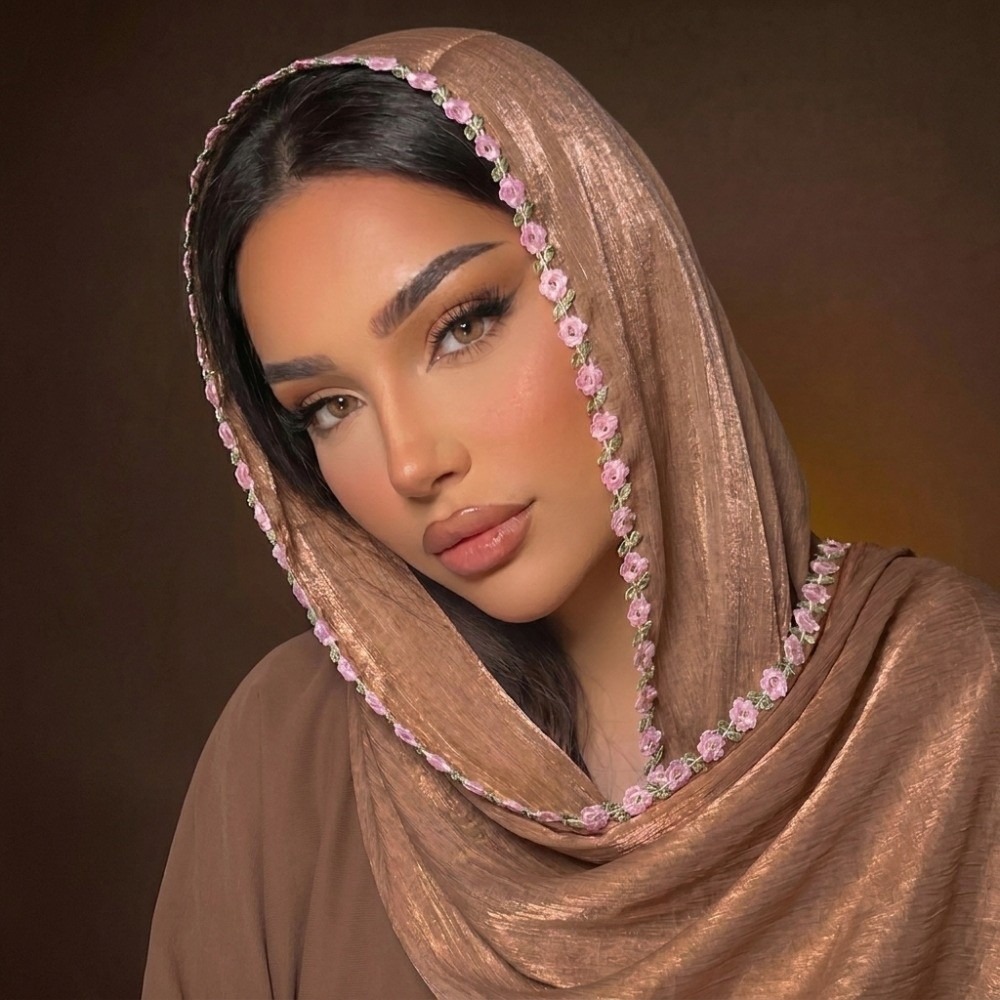 Embroidery Veil - Versatile Sheer Women’s Headscarf Shiny Lightweight