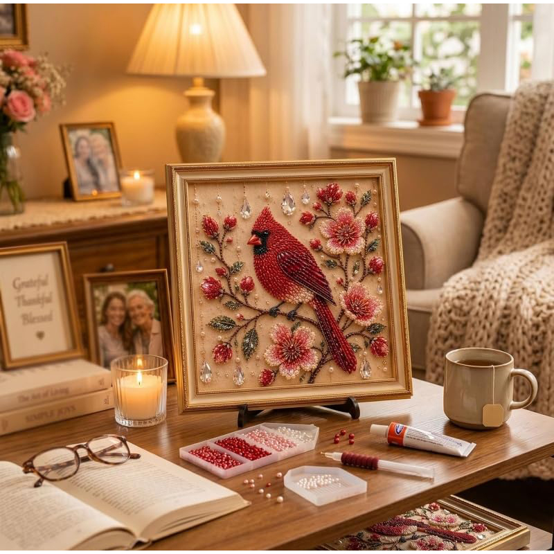 Embroidery Room - Bird Pearl Art DIY Kit Cardinal