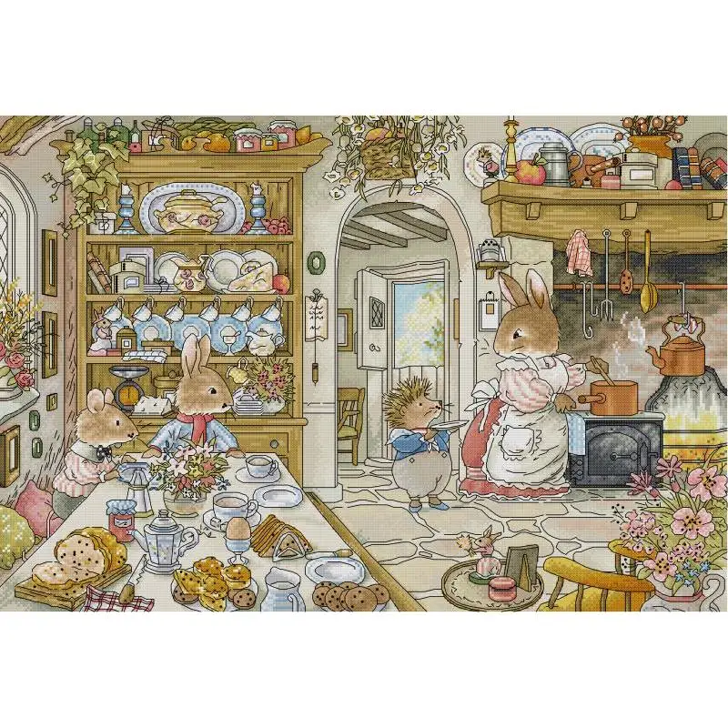 Embroidery Job - Rabbit's Kitchen Cartoon Animal Pattern Cross