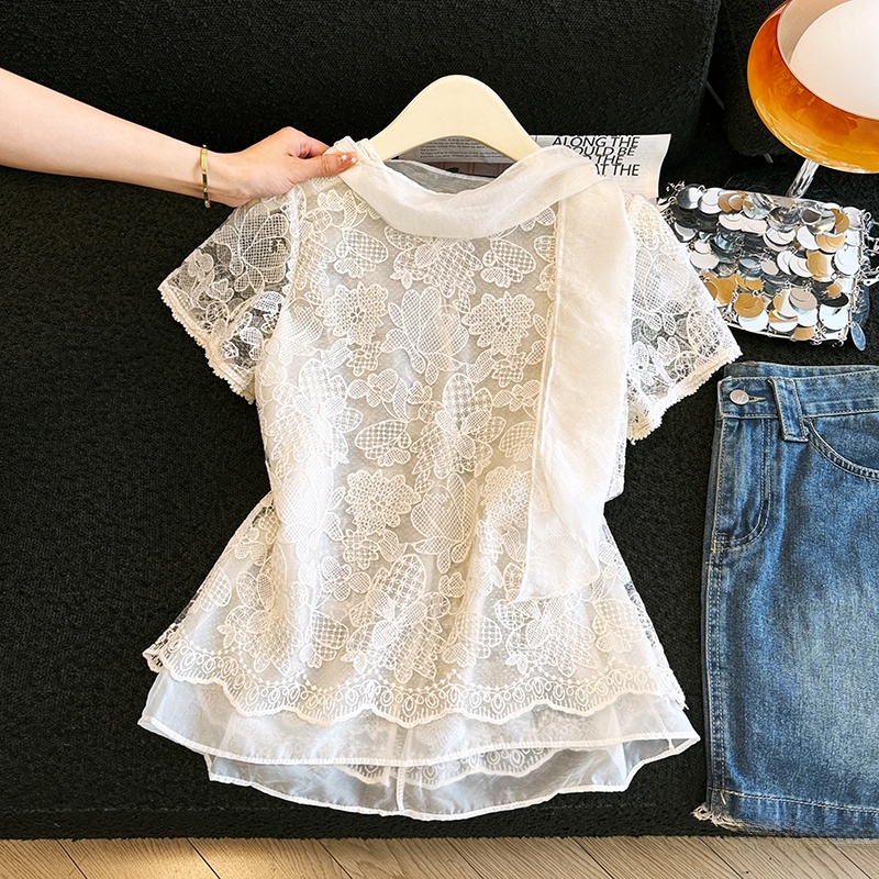 Embroidery Unique Design - Elegant Lace Shirt Hollow out Heavy