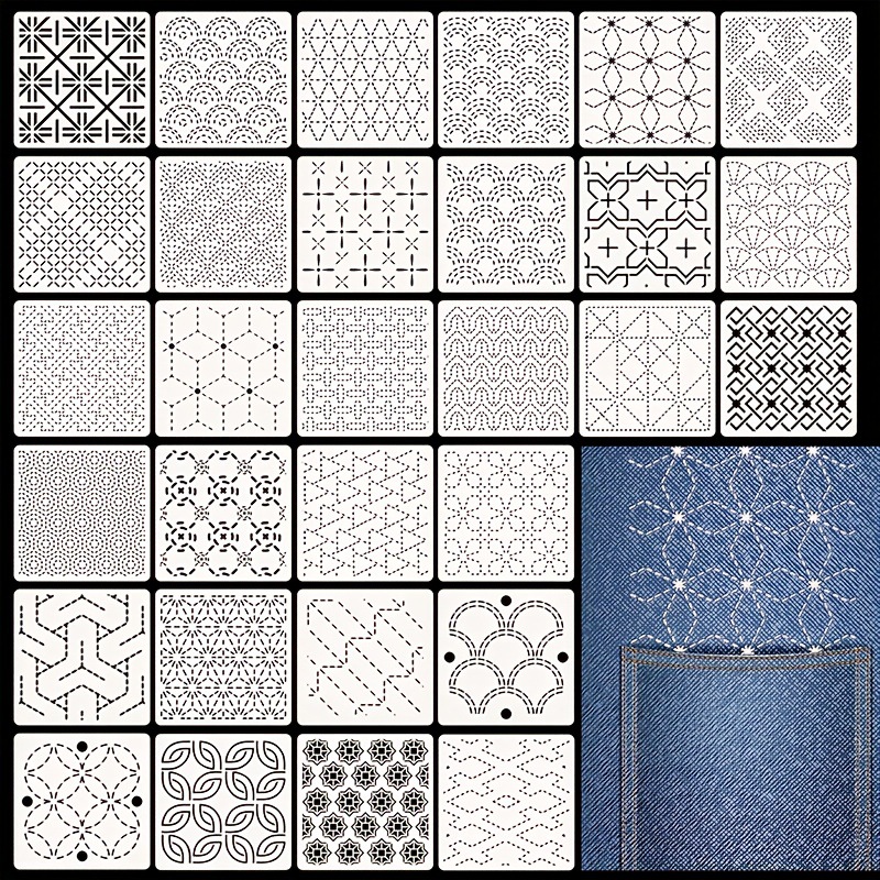 Embroidery Motif - 30Pcs Embroidery Templates DIY Embroidery Patterns