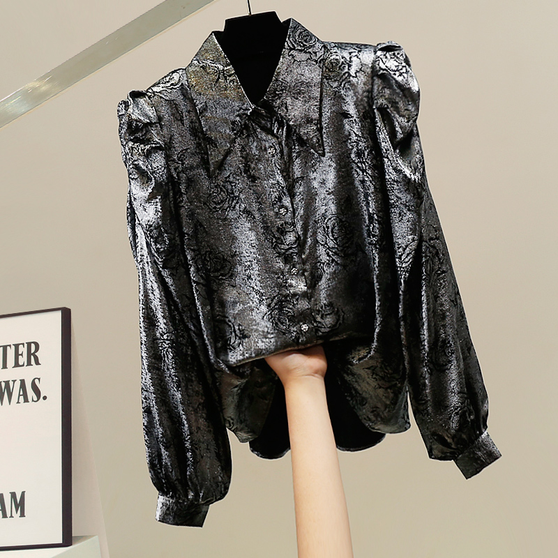 Embroidery Unique Design - Glossy Long Sleeve Shirt Matte Fashion