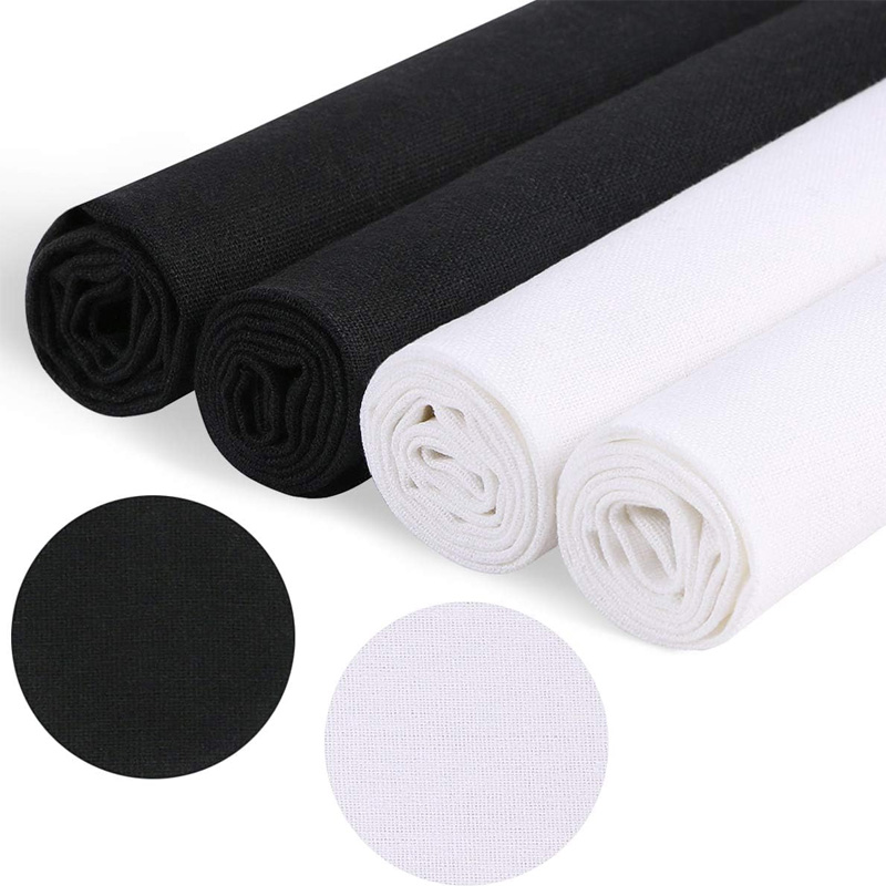 Embroidery Motif - 4 Pieces of Linen Fabric, Solid