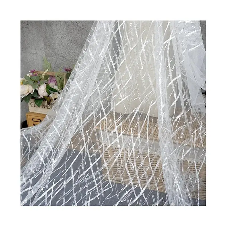 Embroidery Veil - Heavy Sequins Lace fabric Flower Embroidery
