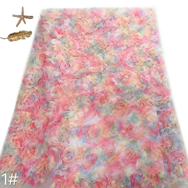 Embroidery Veil - 3d chiffon rose flower lace fabric