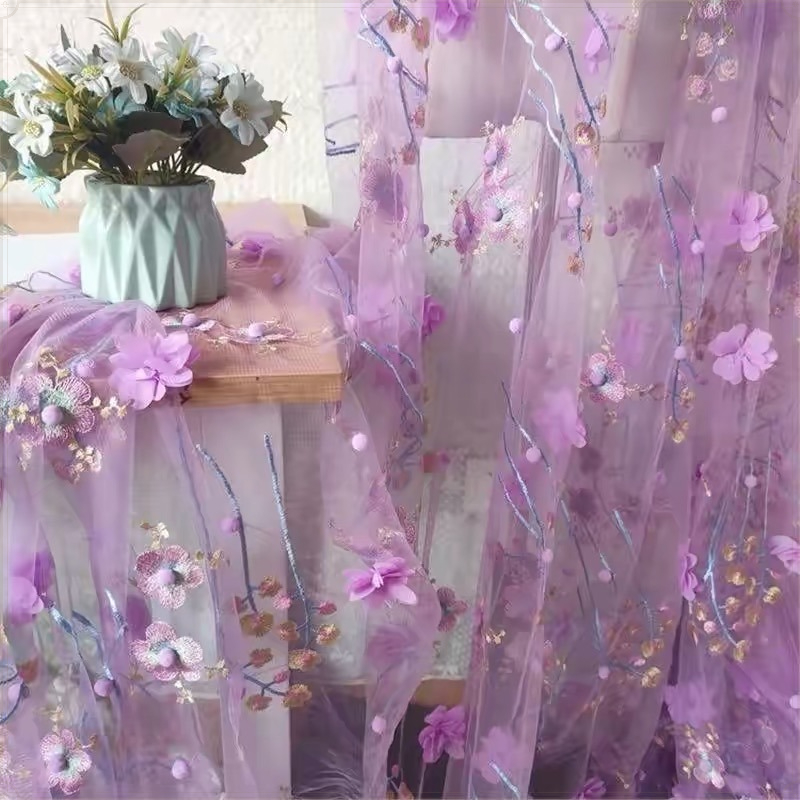 Embroidery Veil - 3D Stereo Floral Embroidery Tulle Fabric,