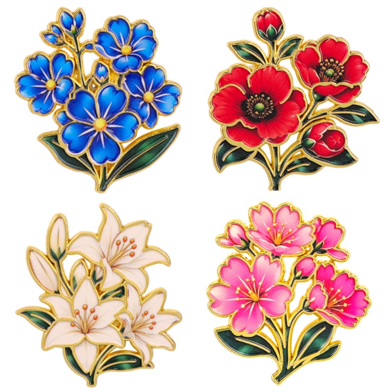 Embroidery Outfit - Cute Vintage Colorful Floral Enamel Pin