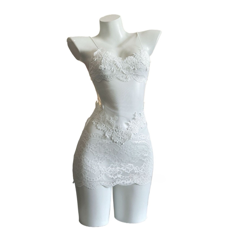 Embroidery Outfit - Sexy Lace Embroidery Strapless Dress Women
