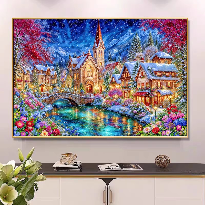 Embroidery Job - 9ct 100x75cm Winter Church Embroidery DIY