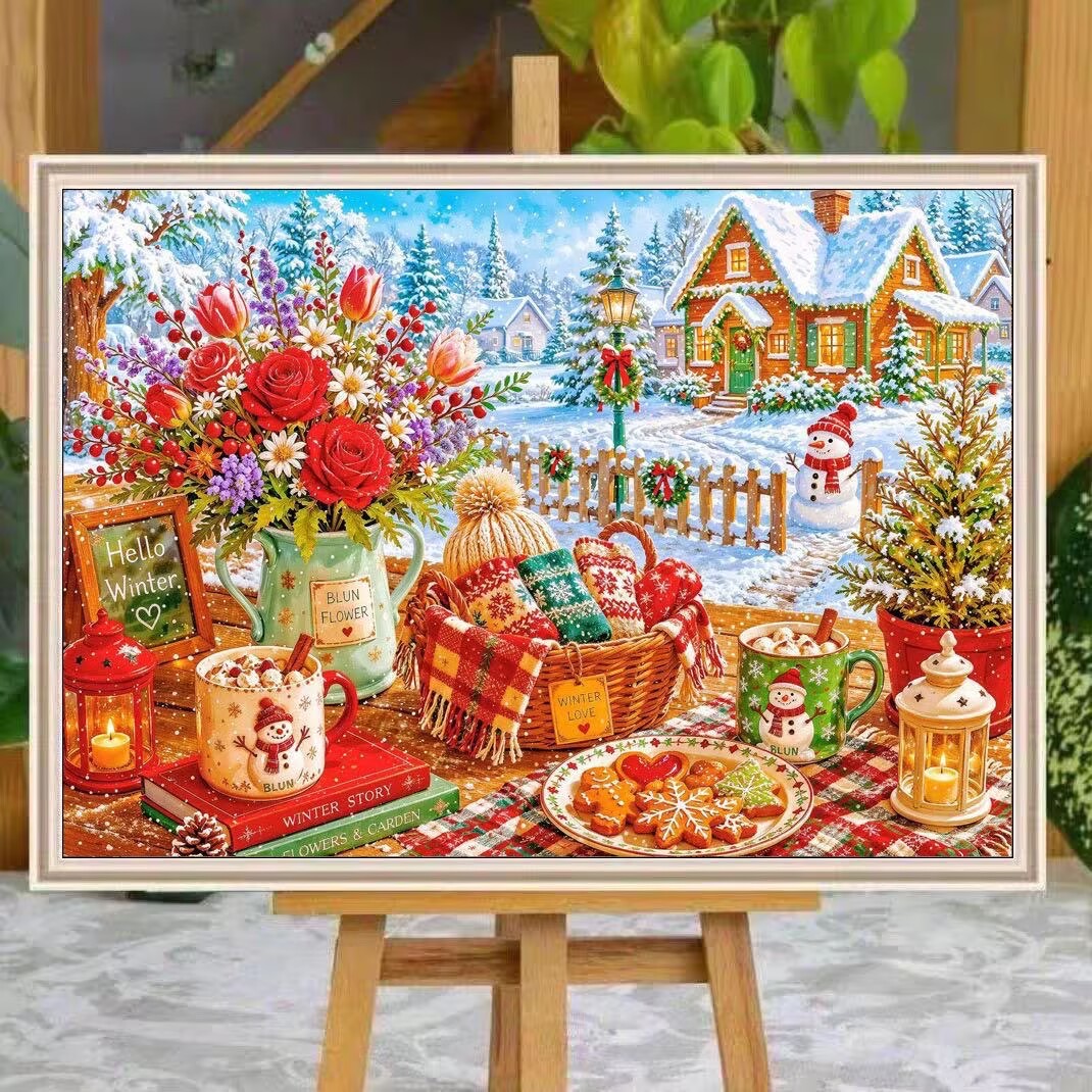 Embroidery Job - 9CT 14ct Winter Printed Kits Cross