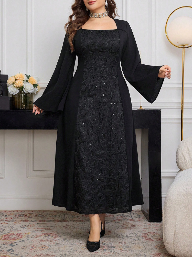 GIBSIE Plus Size Black Long Sl - Embroidery Motif ulasan dan harga