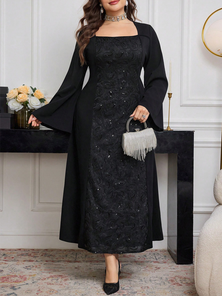 GIBSIE Plus Size Black Long Sl - Embroidery Motif ulasan dan harga