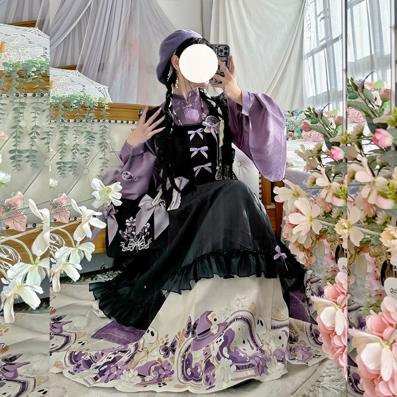 Sweet Chinese Stand Collar Pur - Embroidery Apron ulasan dan harga