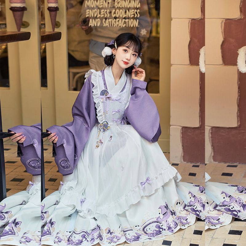 Sweet Chinese Stand Collar Pur - Embroidery Apron ulasan dan harga