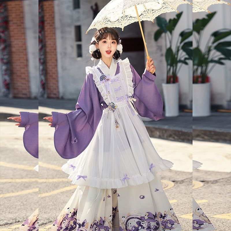 Sweet Chinese Stand Collar Pur - Embroidery Apron ulasan dan harga