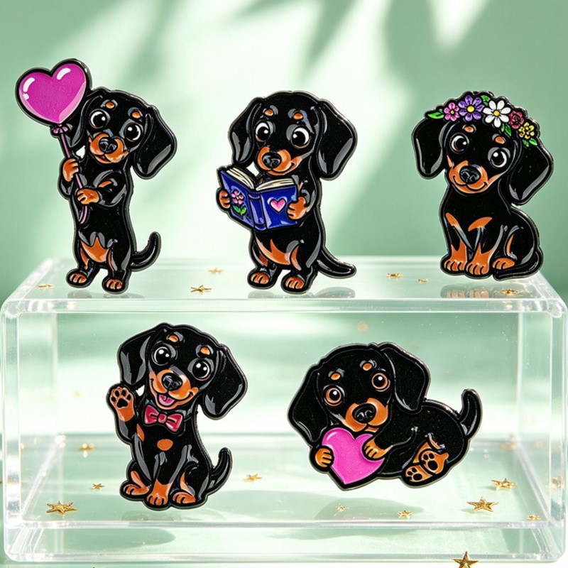 5pcs Cute Dachshund Enamel Pin - Embroidery Outfit ulasan dan harga