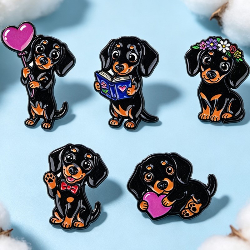 5pcs Cute Dachshund Enamel Pin - Embroidery Outfit ulasan dan harga