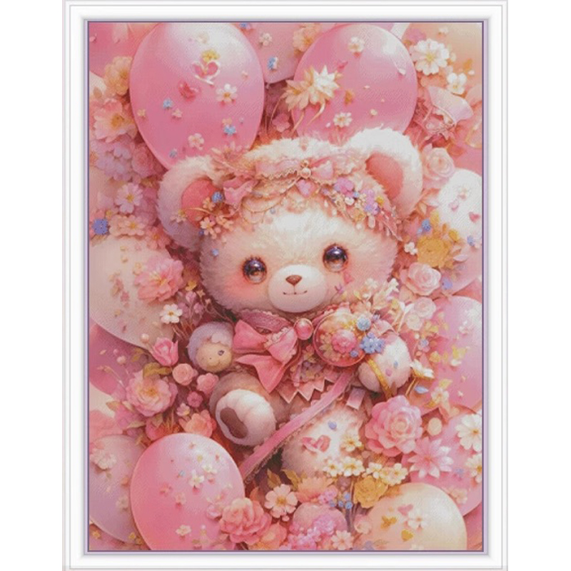 ZZ3887 Bear 14CT 16CT Printed  - Embroidery Job ulasan dan harga