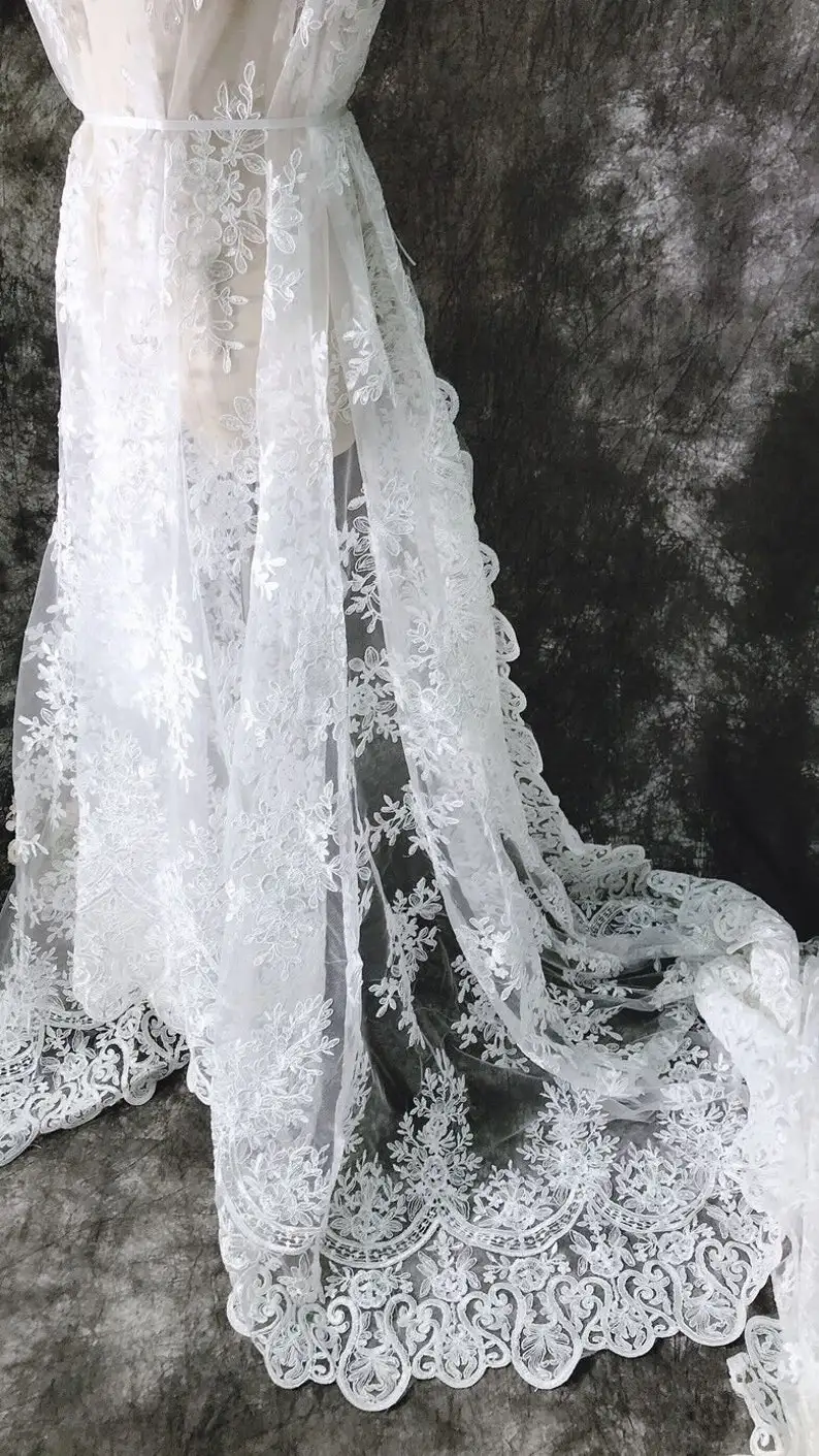 White Vintage Flower Embroider - Embroidery Veil ulasan dan harga