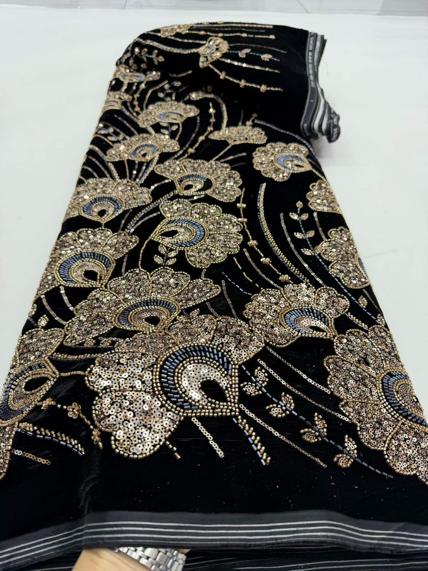 Nigerian French Velvet Lace Fa - Velvet Fabric Embroidery ulasan dan harga