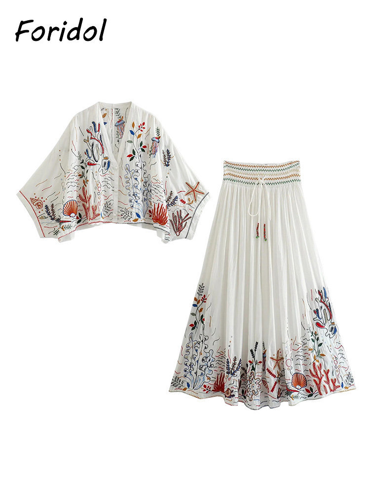 Foridol Marine Organism Embroi - Embroidery White Dress ulasan dan harga