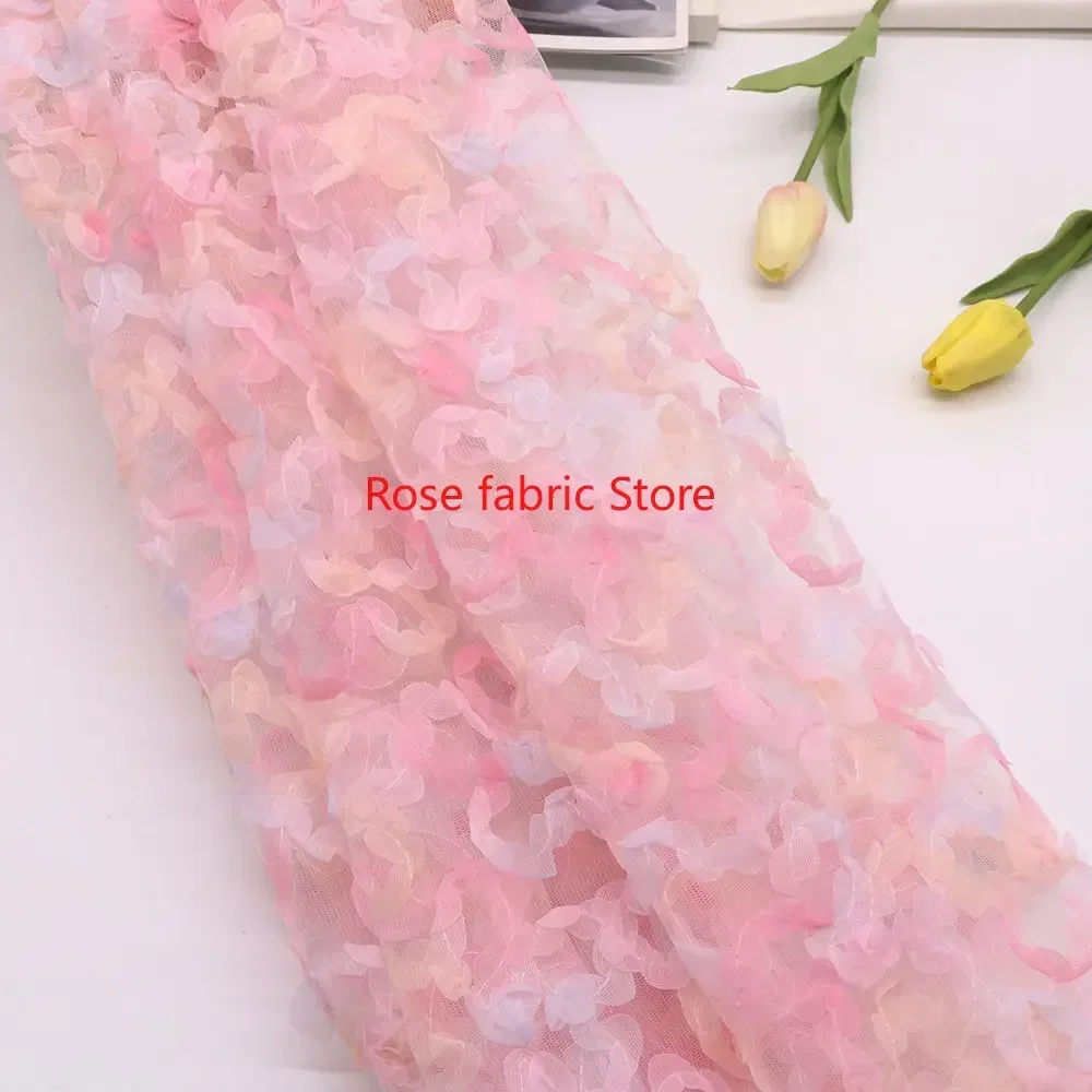 Gradient chiffon rose crochet  - Embroidery Veil ulasan dan harga
