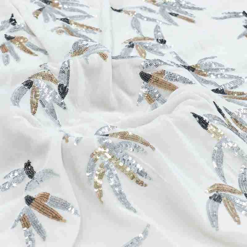 White three-dimensional flower - Velvet Fabric Embroidery ulasan dan harga