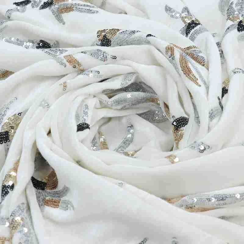 White three-dimensional flower - Velvet Fabric Embroidery ulasan dan harga