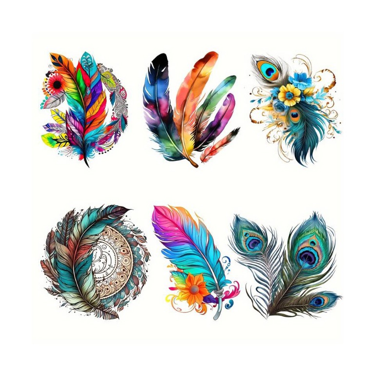 Colorful Feather Bohemian Iron - Embroidery Patches ulasan dan harga