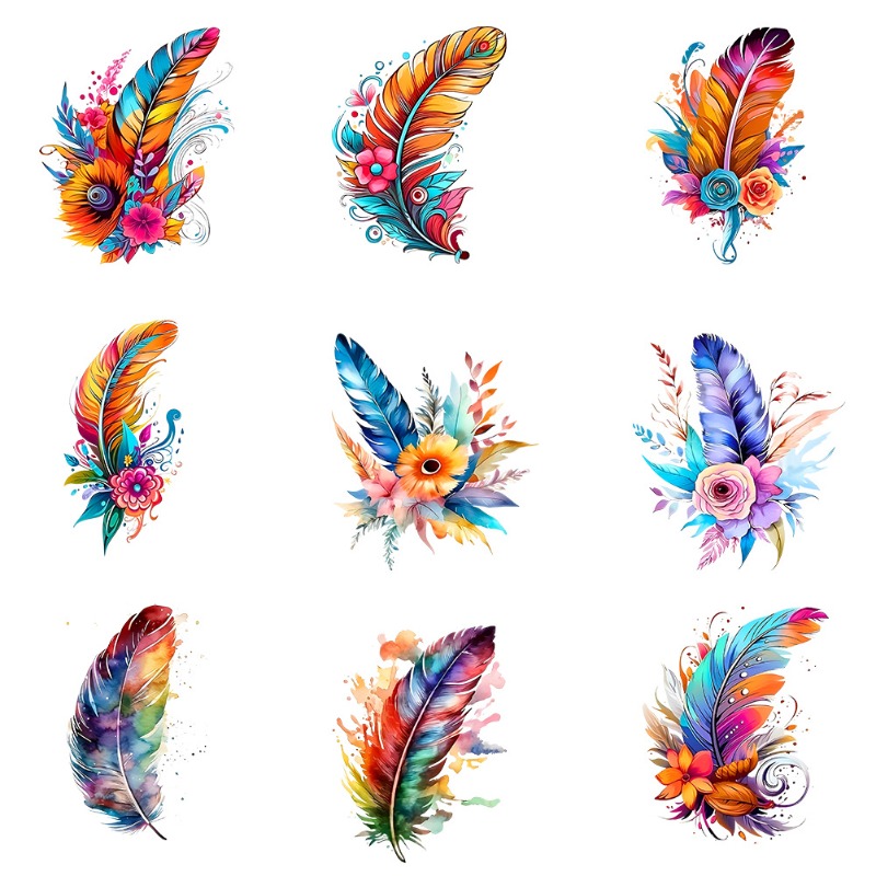 Colorful Feather Bohemian Iron - Embroidery Patches ulasan dan harga