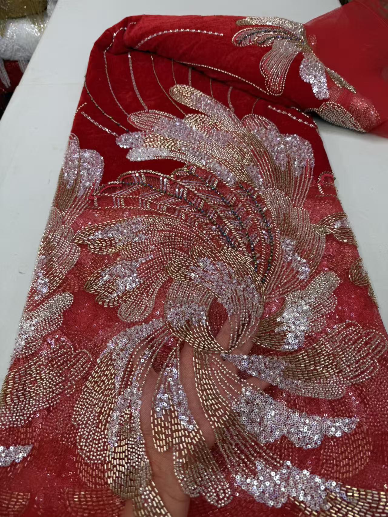 2026 African French Sequin Bea - Velvet Fabric Embroidery ulasan dan harga