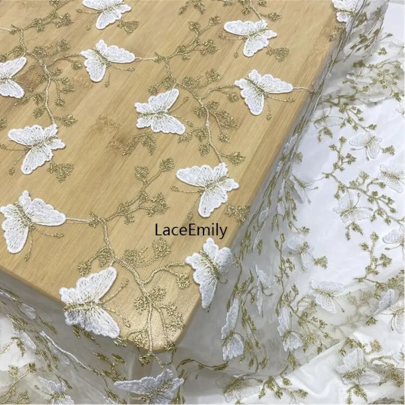 3D Butterfly Lace Fabric Butte - Embroidery Veil ulasan dan harga