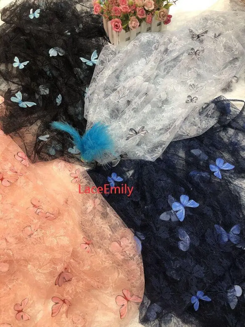 4 Colors 3D butterfly embroide - Embroidery Veil ulasan dan harga