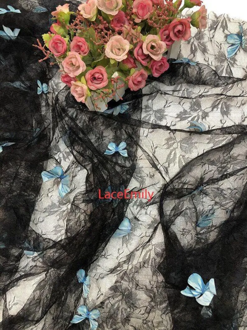 4 Colors 3D butterfly embroide - Embroidery Veil ulasan dan harga