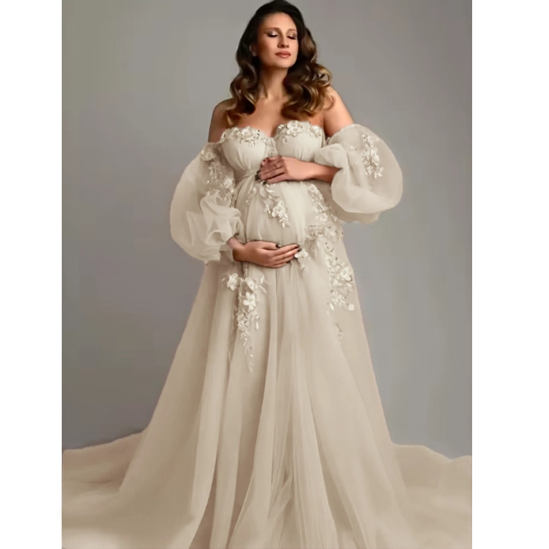 Hand-Finished Maternity Gown - - Embroidery Jersey ulasan dan harga