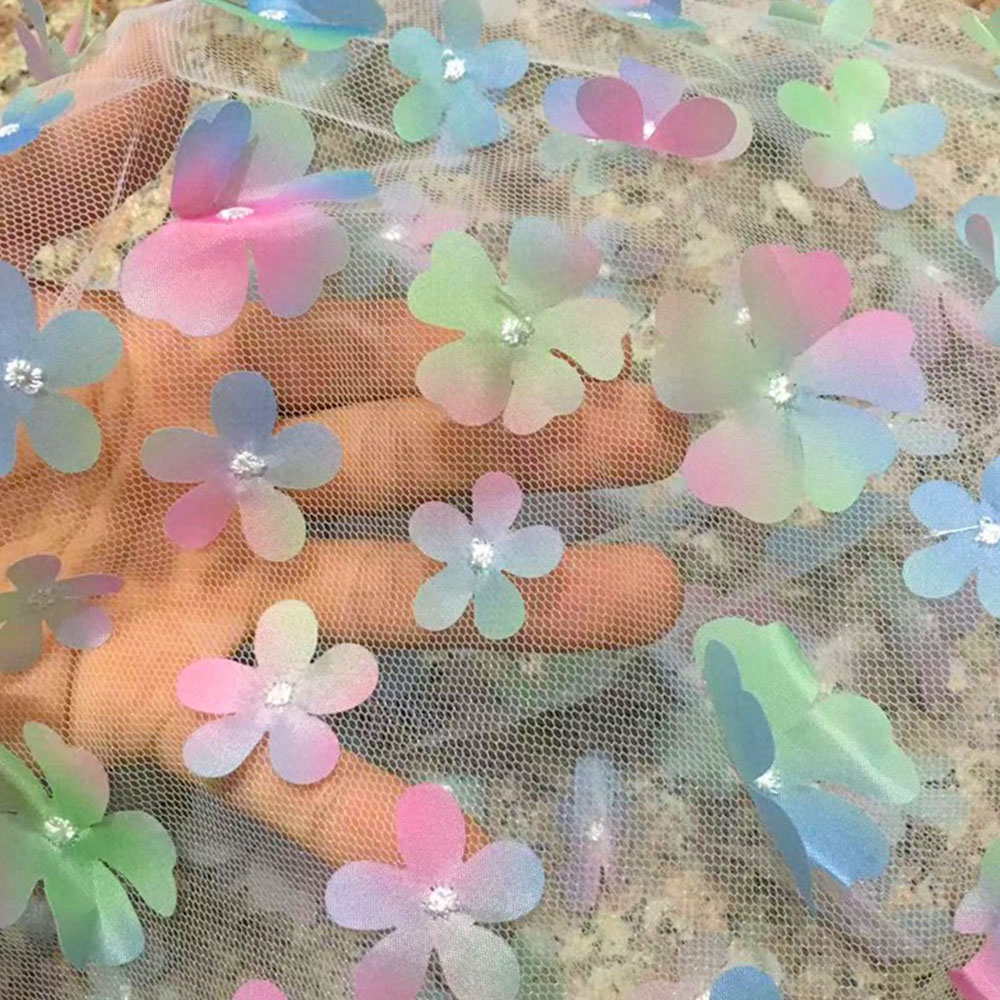 130cm Wide Colorful Flower Emb - Embroidery Veil ulasan dan harga