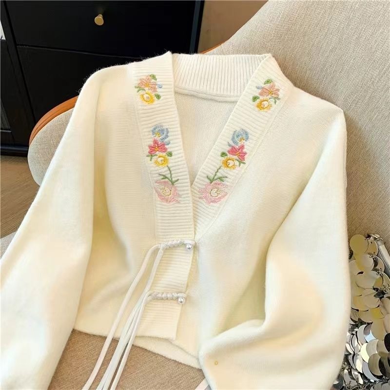 Cardigan Women V-neck New Chin - Embroidery Thread Yarn ulasan dan harga