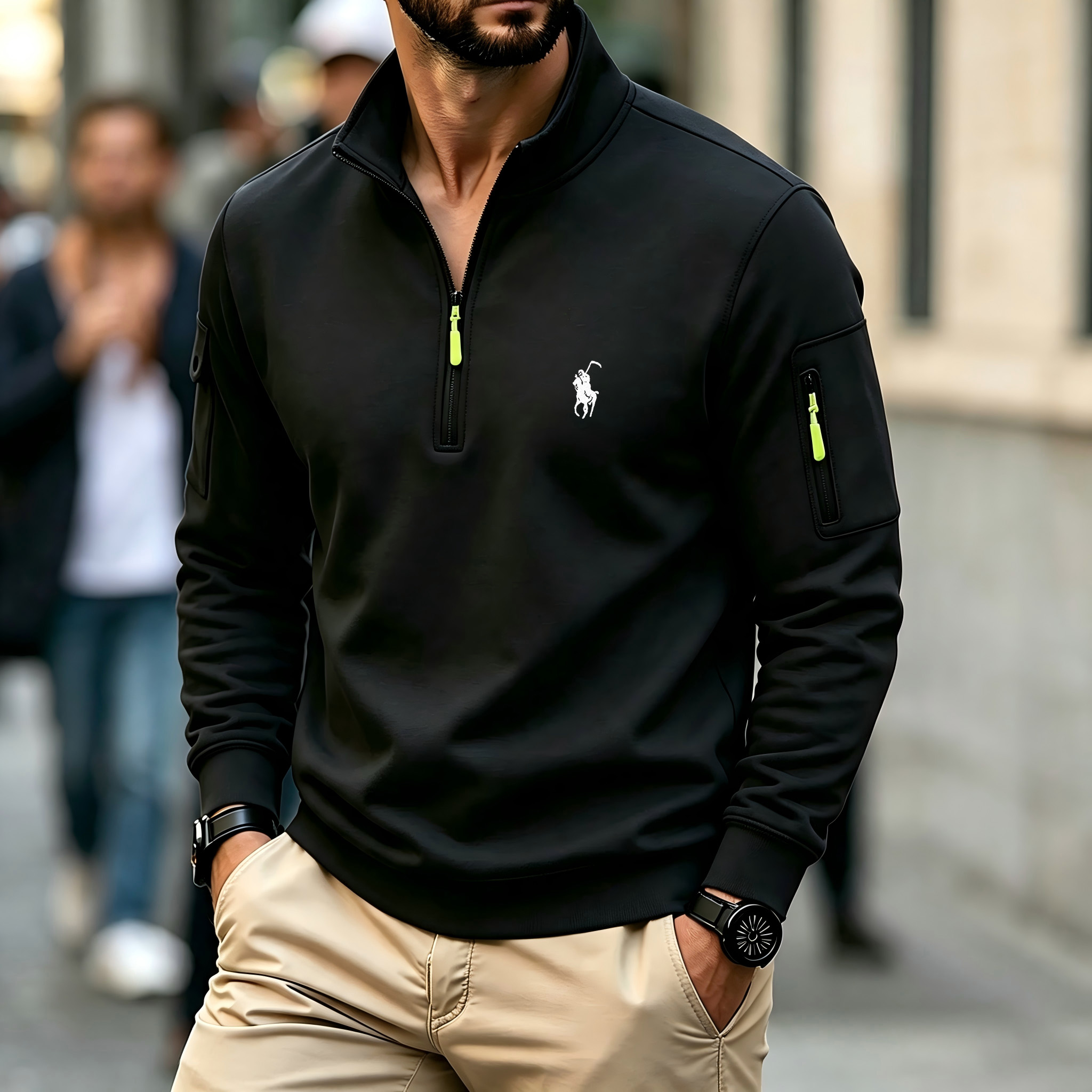 Men's Contrasting Half-Zip Sta - Embroidery Design ulasan dan harga
