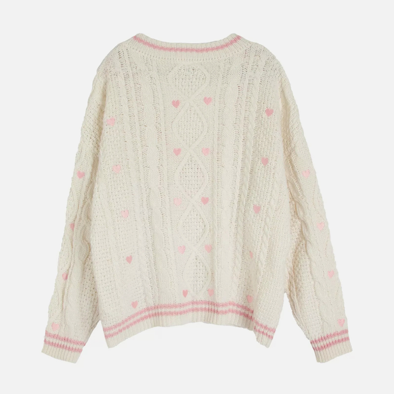 Lover Cardigan with Pink Heart - Embroidery Thread Yarn ulasan dan harga