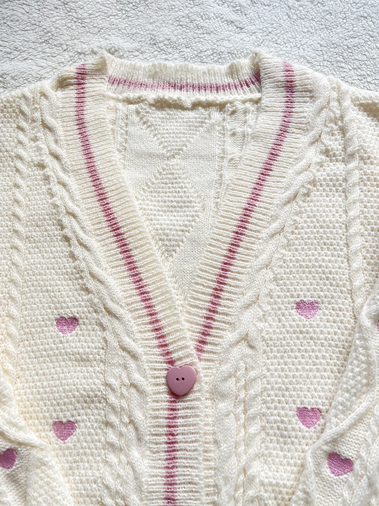 Lover Cardigan with Pink Heart - Embroidery Thread Yarn ulasan dan harga