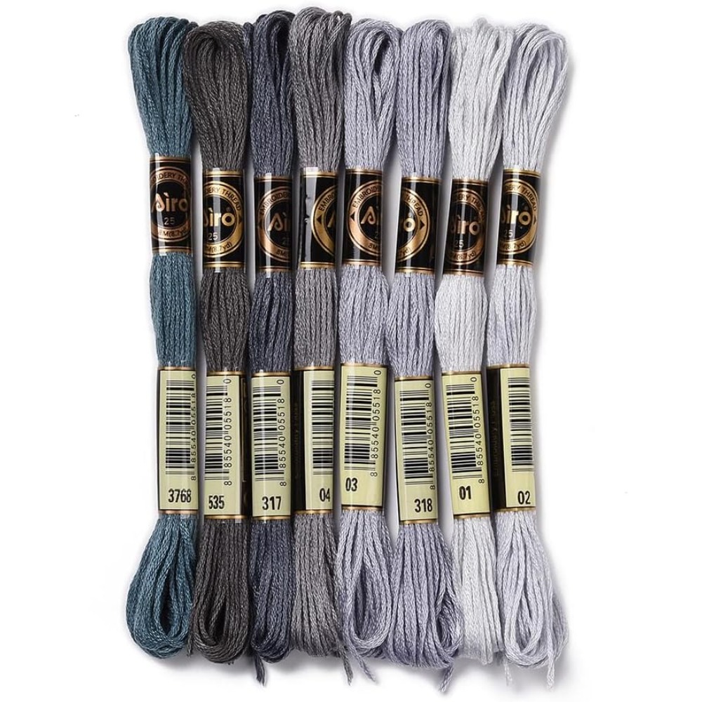 8 Skeins 70 Yards Grey Friends - Embroidery Thread Yarn ulasan dan harga