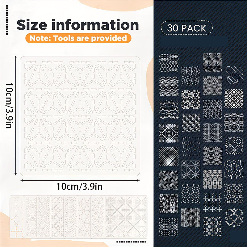 30Pcs Embroidery Templates DIY - Embroidery Motif ulasan dan harga