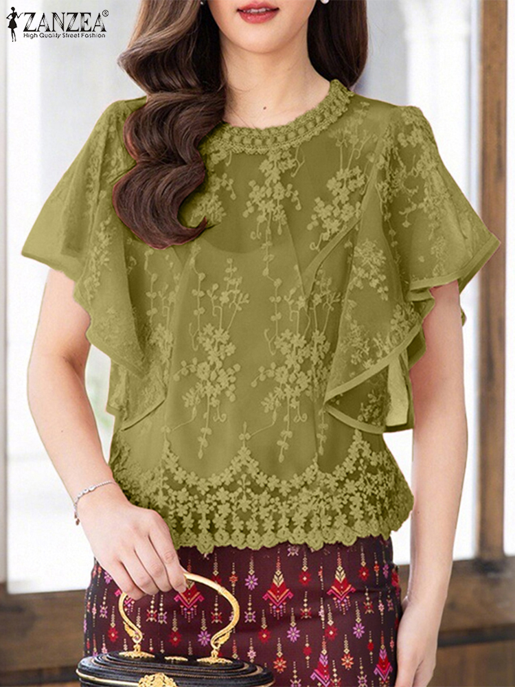 ZANZEA Women Embroidery Blouse - Embroidery Jersey ulasan dan harga