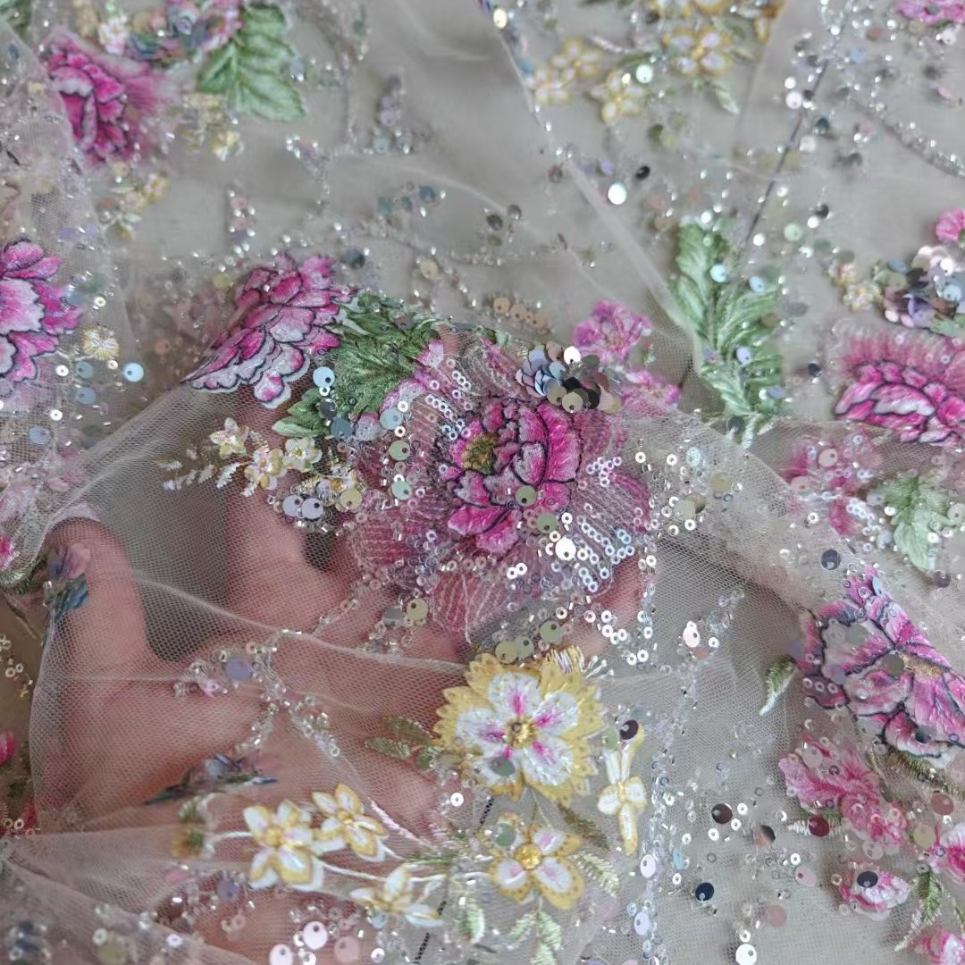 1M 120Cm Wide Luxury Beaded La - Embroidery Jersey ulasan dan harga