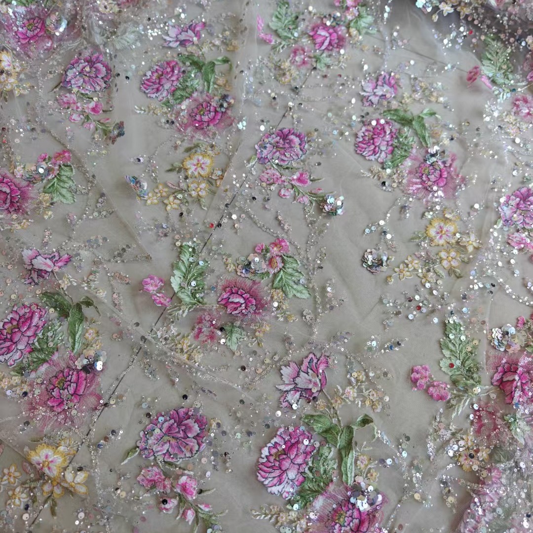 1M 120Cm Wide Luxury Beaded La - Embroidery Jersey ulasan dan harga