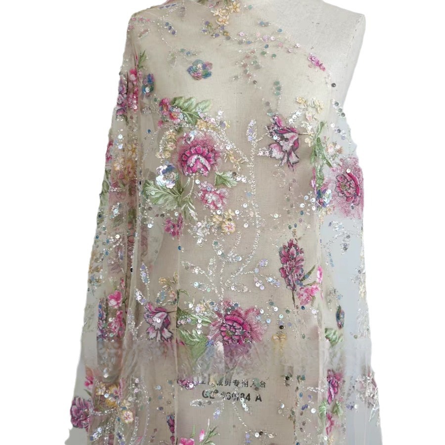 1M 120Cm Wide Luxury Beaded La - Embroidery Jersey ulasan dan harga