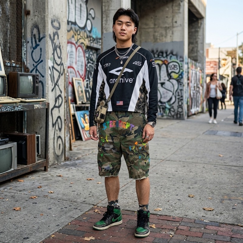 Hip Hop Y2K Streetwear Men Mat - Embroidery Outfit ulasan dan harga